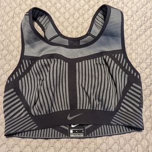 NWOT Nike FE/NOM Flyknit Women's High-Support Non-Padded Sports Bra Black Size L